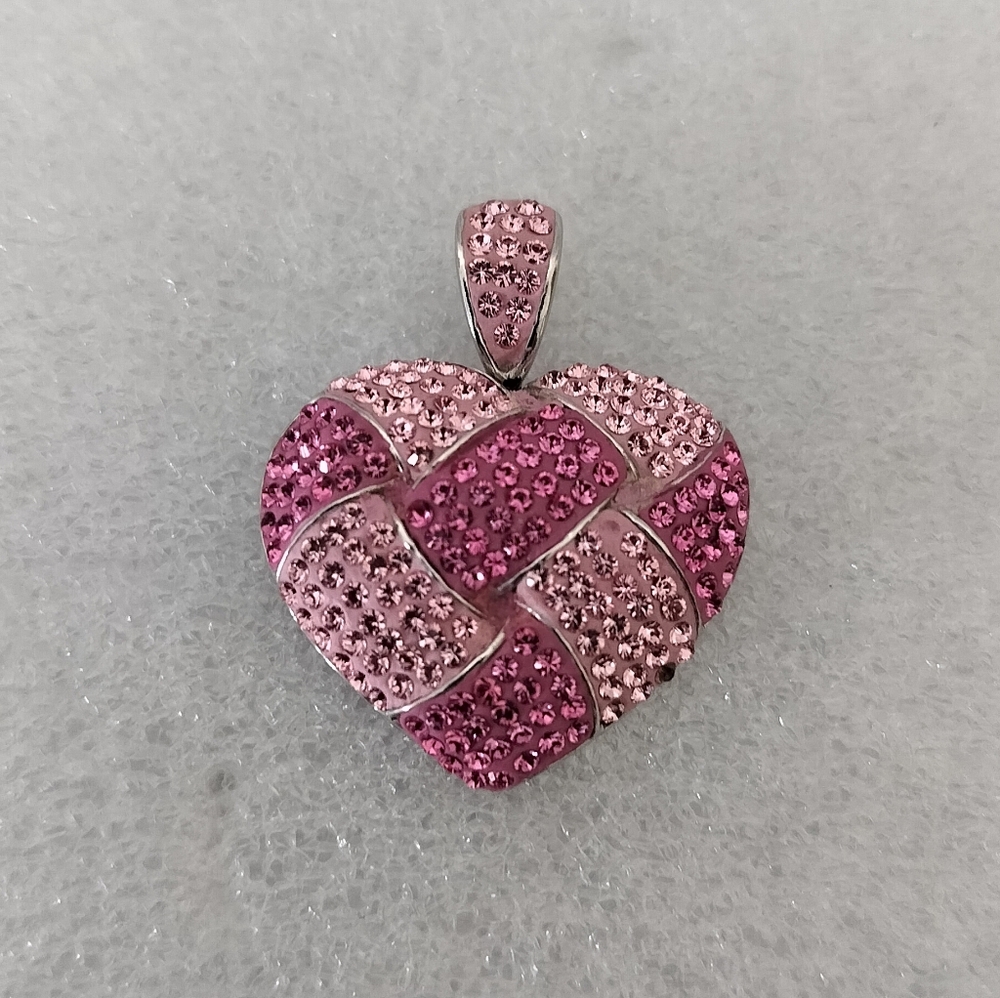 Au 925 Sterling Silver Pink Heart Pendant  Women's